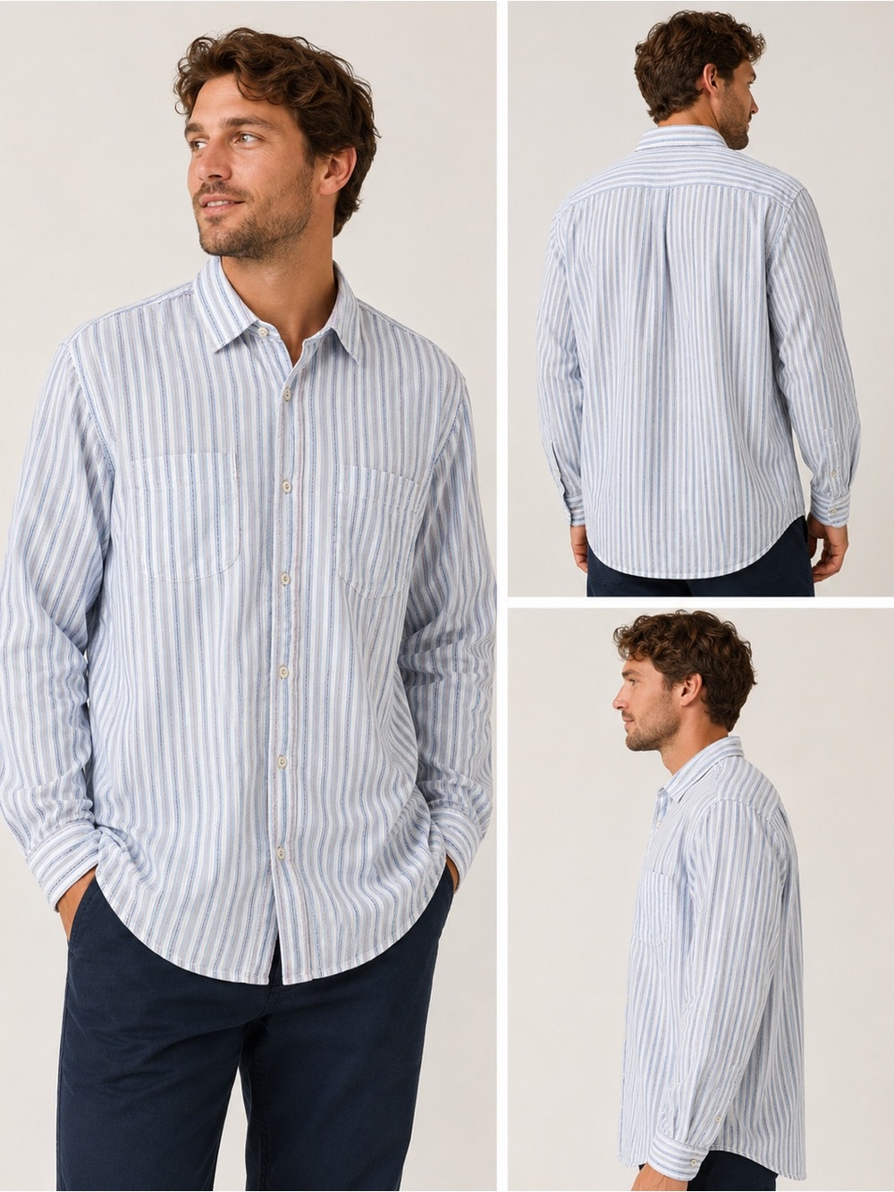 Tommy Bahama Jeans Men XXL Blue Striped Button Down Shirt 100% Cotton